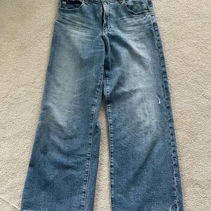 Blue Saige Wide Leg Jeans with Natural Fading from AG-ed Denim